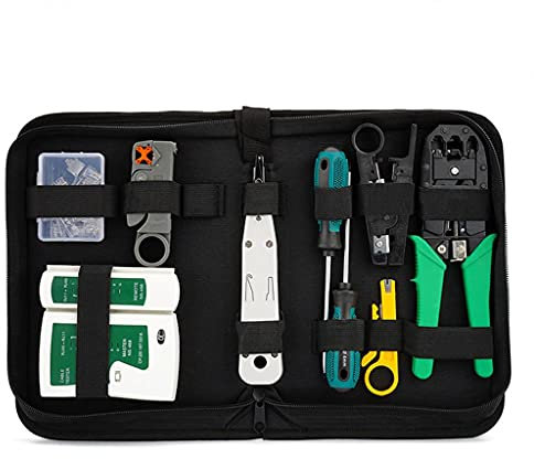 Kit de Herramientas de reparación de Red informática, 12 Uds., probador de crimpadora de Cable LAN, Mango de Destornillador Antideslizante, cómodo de Usar, sensación Fuerte