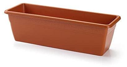 CABLEPELADO Jardinera plástico, Jardinera para balcón, Macetero Rectangular, Maceta Rectangular, Apto balcón, jardín, Patio, Interior o Exterior (Marrón, 50 cm)