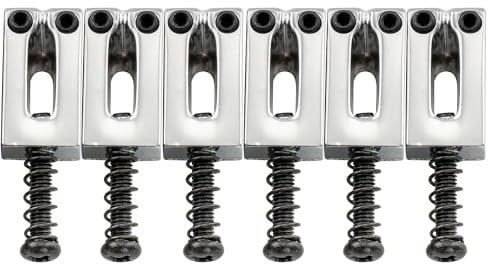 Wilkinson 10.5mm Strat Tremolo Bridge Saddles for Squier Standard/Mexico Fender Stratocaster Electric Guitar, Chrome with Black Screws(Set of 6)