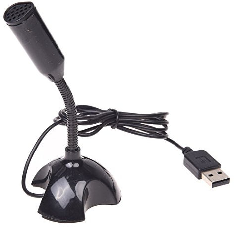 Duendhd Microfono USB Web Flexible microfono de cancelacion de Ruido para PC Ordenador portatil Stand Negro