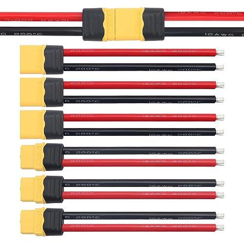 YIXISI 3 Paar XT60 XT60H Stecker Männlich Weiblich Stecker, XT60H Plug Male Female Connector mit Mantel Gehäuse Stecker, mit 100mm 12AWG Silikondraht, für RC Lipo Batterie FPV Drohne