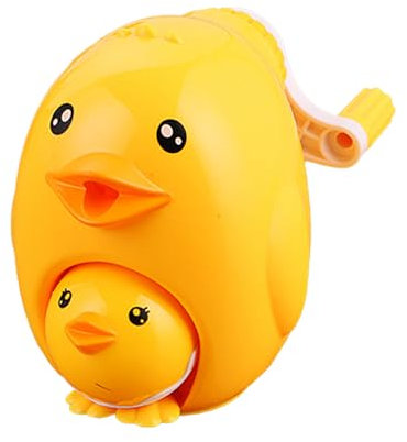 2 in 1 Bleistiftspitzer Manueller Anspitzer Mit Behälter - Cartoon Anspitzer Niedliche Mama Duck & Baby Schüler Schreibwaren für Kinder Studenten Geschenke - Gelbe Henne