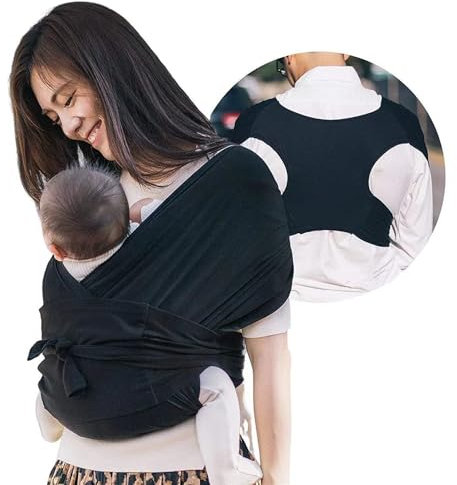 Babytrage, tragetuch baby neugeboren, Einfach Anzuziehen für Mütter und Väter, Ergonomischer Koala Tragetuch, Neugeborene für 0-36 Monate (Schwarz)