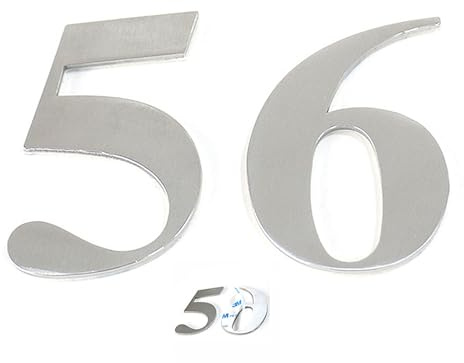 Sinxioer Hausnummer aus Edelstahl selbstklebend –Hausnummernschilder zum kleben Höhe 5 cm – Straßennummer – Design-Türnummer (8)