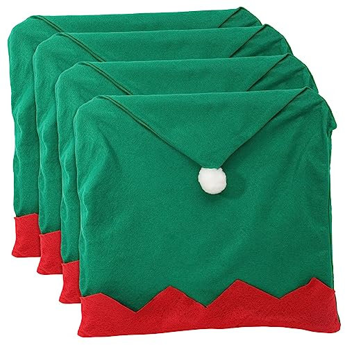 TOPPERFUN 4stücke Weihnachtliche Stuhlhussen Grün Dekorativer Esszimmerstuhlbezug Mit Weihnachtlichem Muster Maschinenwaschbar Faltenresistent Vielseitig Für Zuhause Feierlichkeiten Bankett