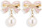Pink Pearl Bow Earrings Pearl Drop Earrings for Women Rhinestone Bow Earrings for Women Trendy Stuff Christmas Gifts