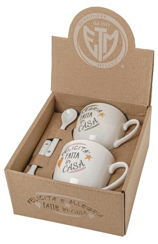 PuntoCasaStore Set mit 2 Kaffeetassen aus Porzellan Höhe 7 cm Bonboniere mit Geschenkbox