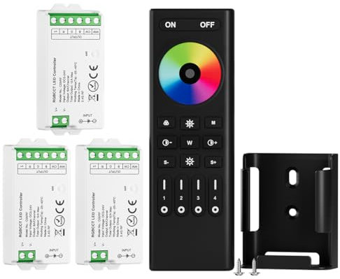 BTF-LIGHTING 5050SMD FCOB RGBCCT Telecomando RF RC03RFB & 3PCS C05RF Tuya Controllore Kit 4 Zone RF 2.4GHz Telecomando senza fili di gruppo PWM RGBCCT(+R G B C W)6pin LED Striscia DC5/DC12/ DC24V