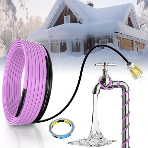 TOPDURE Selbstregulierendes Wärmeband für Metall- und Kunststoffrohre, energiesparendes Wasserrohr-Wärmekabel hält Wasser bei -40 °C fließend, 3 m