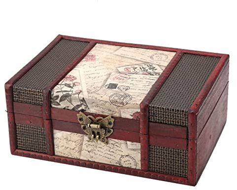 Fdit Caja de Almacenamiento, Caja de Papel para Libros, Organizador Retro, Cofre de Leña de Tamaño Pequeño para Maletero, Caja de Madera, Almacenamiento de Exhibición de Libros