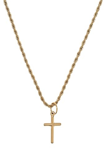 CRAFTD | Cross Pendant Necklace | 51cm Rope Chain | A Symbol of Faith | 3mm Chain Width | Mens Jewellery | Hypoallergenic | Waterproof, Heat & Sweat Resistant