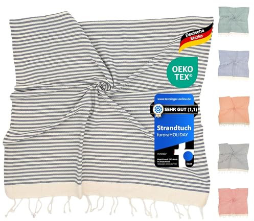 furora HOLIDAY Hamamtuch groß 100x200, Baumwolle - Saunatuch Damen Herren Saunahandtuch: dünn, kompakt, lang - Hammam Tuch XXL, Handtuch: Strandtuch, Hamam Sauna, Strandhandtuch - Urlaub Must Haves