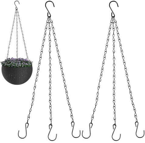 InnoHHustle Lot de 2 chaînes de 40,6 cm pour panier suspendu avec crochets - Longues chaînes de suspension en métal pour pots de fleurs - Pour paniers, mangeoires à oiseaux, jardinières