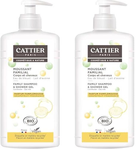 Cattier Moussant Familial au Parfum Pamplemousse 1 L - BIO (Lot de 2)