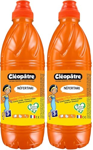 Cléopâtre - PGBB1-15 - Peinture Gouache Néfertari - Orange - Flacon 1 L (Lot de 2)