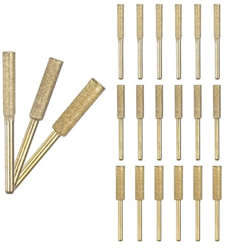 M METERXITY 21-Pack Diamond Chainsaw Sharpener, 5/32, 3/16, 7/32 High Hardness Grinding Stone Chainsaw Sharpening Kit for Electric Chainsaw Sharpener/Stone Carvings [3mm Gold]