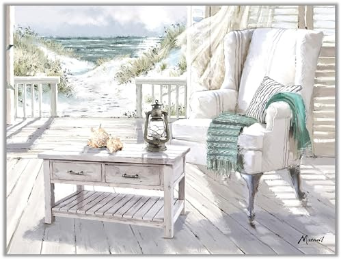 Artko Coastal Scene Canvas Wall Art - 'Sea Whispers' by Richard Macneil - Scenic Beach Themed Picture - Ready to Hang Home Décor - 40cm x 30cm