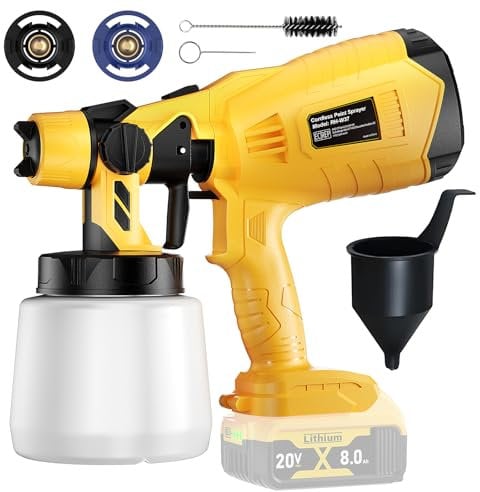 Kabellose Akku Farbsprühsystem für Dewalt 20V Akku (ohne Akku) für Zäune und Terrassendielen, Akku Sprühpistole, Handfarbsprüher mit 2 Düsen und abnehmbarem 1L Tankfür Zuhause DIY Malerei