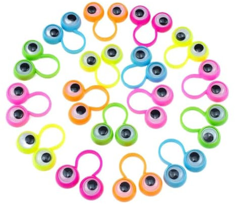 CVZJ 50 Pcs/Set Eye Finger Puppets Googly Eyes Rings Cartoon Finger Rings Eyeball Kit Party Favors Gift for Kid Boy Girl Alloy