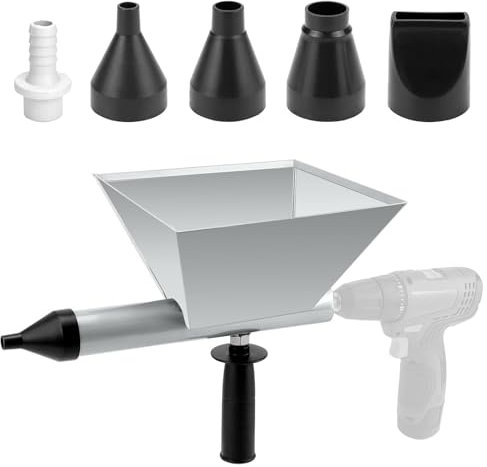 TUAKIMCE Electric Mortar Grout Gun, Large Size Auger Mortar Grout Gun, Metal Cement Caulking Gun with 4 Nozzles, for Electric Drills, Seamless Tile and Masonry Work