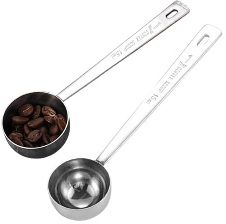 2 Pieces Tablespoon Scoops with Long Handle, 15ml Stainless Steel Coffee Measuring Spoon, Table Spoons Measure, Metal Coffee Spoon, Tablespoon Measure for Tea, Flour, Coffee, Sugar