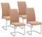 M1C - Pack 4 Sillas San, Sillas Estilo Moderno y contemporáneo, Tapizado Tela Jarama, Patas metálicas cromadas (Color Beige)
