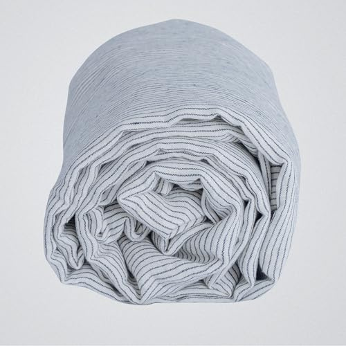 100% Natur Leinen Spannbettlaken - GOTS Zertifiziert - Spannbetttuch atmungsaktiv & temperaturregulierend, nachhaltig, weich, langlebig (Gestreift weiß schwarz, 160x200cm)