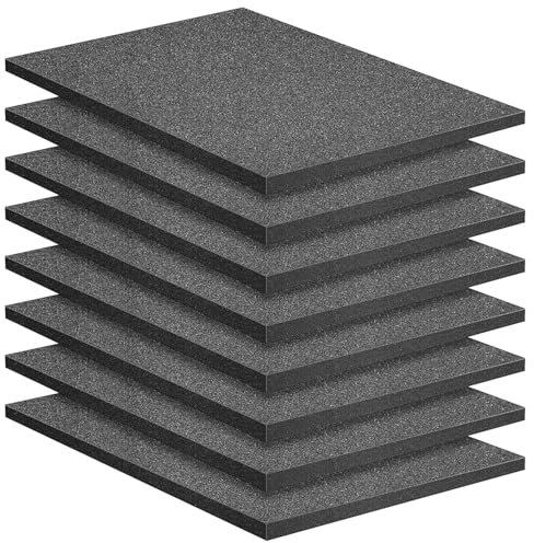Lote de 8 recortes de espuma de 400 x 300 mm, inserto de espuma para maletín de protección, bandeja de mesa, bricolaje, aislamiento, inserción de herramientas para cortar por sí mismo: Altura: 25 mm