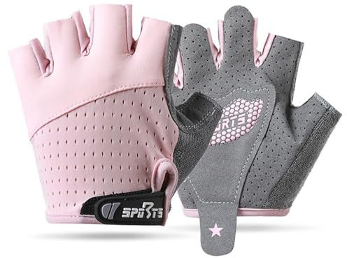 FYting Guanti Bici Bambino,Guanti Ciclismo,Guanti Mtb,Comotti e Traspiranti, Palme da Protezione Anti-Slip per Pattinaggio su Ghiaccio, Biciclette, Scooter, Sport AllAperto(Rosa,M)