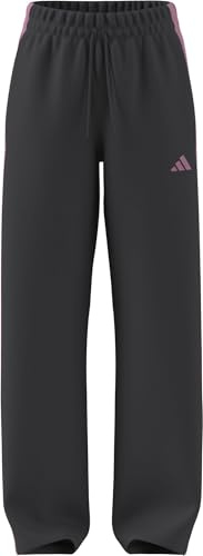 adidas Women's Essentials 3-Stripes Open Hem Fleece Pants, Grey six/st Tropic Bloom, L