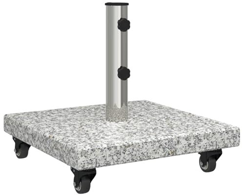 vidaXL Base per Ombrelli con Ruote per Pali Ø38/48mm Grigio Granito 30 kg Quadrata
