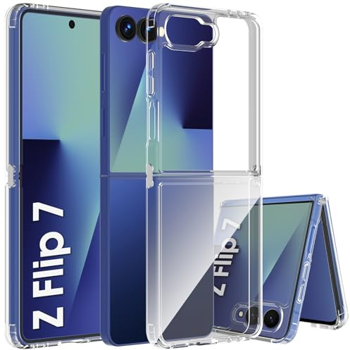 QULLOO Cover per Samsung Galaxy Z Flip 7 5G, Silicone Slim Clear Custodia Trasparente Morbida TPU+PC Bumper Case Ultra Sottile Cover per Galaxy Z Flip7 5G
