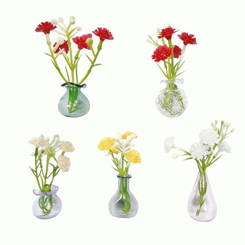 Magnetische Mini-Blumenvasen für den Kühlschrank – Niedliche, kreative 3D-Magnete aus winzigen Glasblumenvasen für Kühlschrank, Küche, Schließfach, Büro & Geschenkideen (5pcs-a)