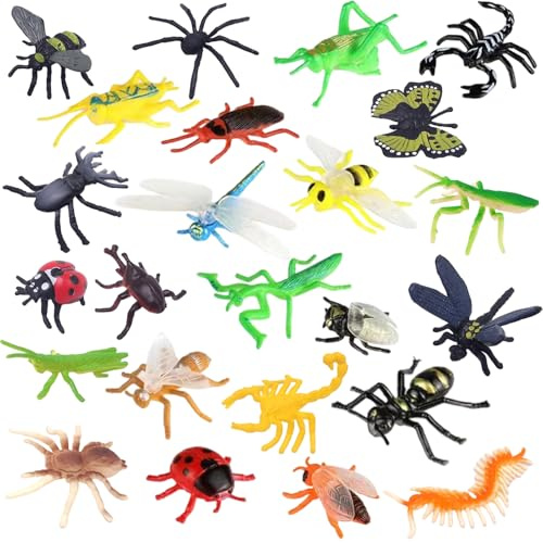 JazRvr 24 StüCk KäFer, Insekten Spielzeug Kinder, Mantis Spiel, Sandtiere, Spinne, Kakerlaken, Skorpione, Mantis Und WüRmer FüR Bildung Und Weihnachtsfeier GefäLligkeiten