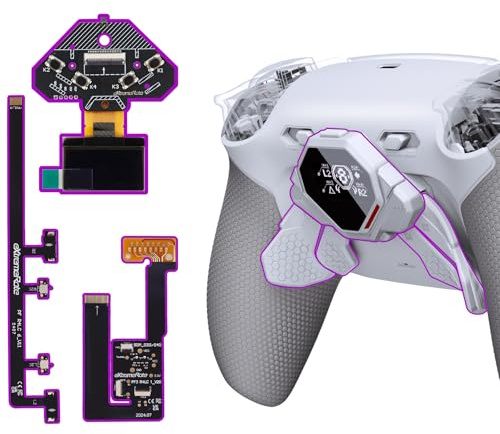 eXtremeRate Spark Palette Manette pour ps5 Manette BDM-030 040 050 | Spark Boutons Programmable avec Coque Arrière & Écran OLED & Clicky Trigger Stops pour ps5-Blanc