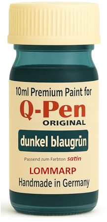 Q-Pen Original LOMMARP dunkel blaugrün - dark blue-green - bleu-vert foncé Satin - Farbanmutung LACKSTIFT – Premium Möbelretusche für lackierte Grüntöne – 10 ML – Handmade in Germany