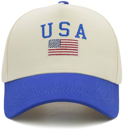 Sunlark Baseballkappe mit amerikanischer Flagge, bestickt, patriotischer Hut, verstellbar, Vintage-Design, zweifarbiges Design, für Damen und Herren