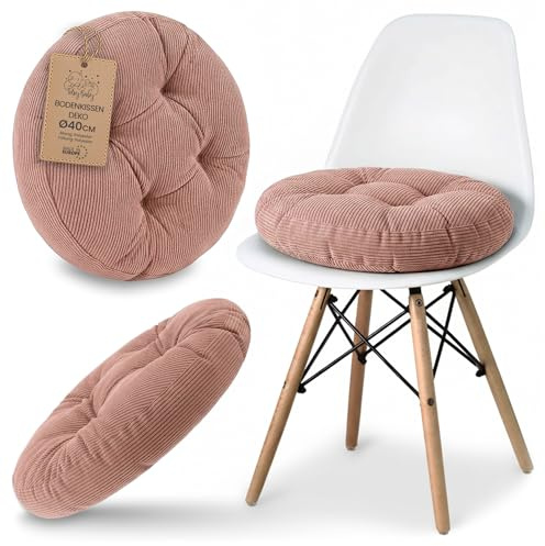Amazinggirl Cuscino Sedia Imbottitura sedia rotonda 40 cm in Velluto a Coste lavabile a 30 gradi – Cuscini Sedie Cucina e Cuscino da Pavimento per Sala da Pranzo Soggiorno Panca & Sgabello Rosa