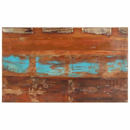 Foknhdi Plateau de table en bois massif recyclé 100 x 60 cm 15-16 mm rectangulaire poli et laqué pour table basse, table de bar, cuisine, salle à manger, balcon