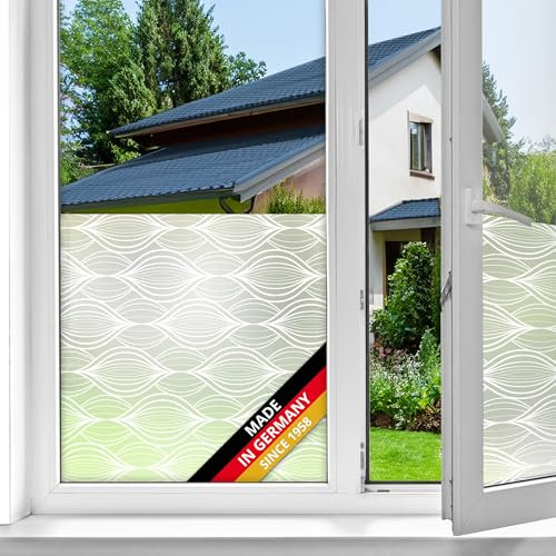 d-c-fix Fensterfolie Charis Muster statisch selbsthaftend Premium 45 cm x 1,5 m - blickdichte Sichtschutzfolie mit UV-Schutz - Sichtschutz für Fenster Folie Milchglasfolie Klebefolie geometrisch