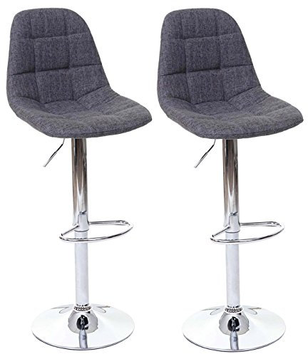 Mendler 2er-Set Barhocker HWC-A67, Barstuhl Tresenhocker, MVG-Zertifiziert - grau, Textil