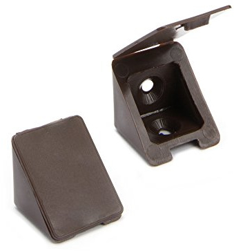 100 x sossai® Korpusverbinder/Möbelverbinder/Eckverbinder mit Abdeckklappe BT1 | 2-Loch | Farbe: Braun | Material: Kunststoff