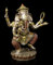 Buddha Figur - Ganesha auf Lotus | Dekofigur, bronziert und coloriert, H 20 cm
