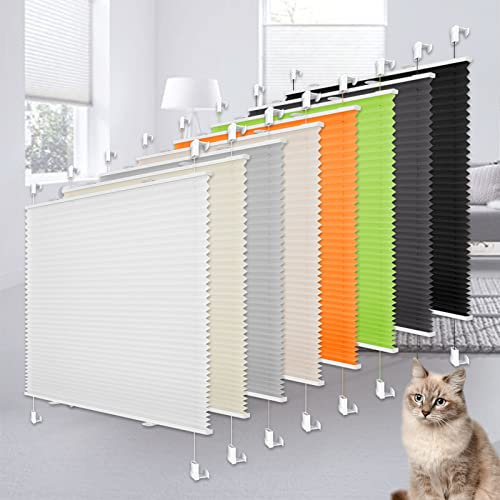 Heligo Plissee Klemmfix Plisseerollo ohne Bohren Weiß 75x100cm(BxH) Sicht-Sonnenschutz Jalousie Klemmfix Rollos für Fenster & Tür, Lichtdurchlässig Faltrollo Raffrollo mit Klemmfix-Halterung