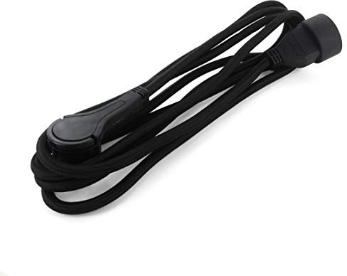 Rallonge textile noire - avec fiche plate noire - 3m (SCH)