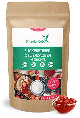 Simply Keto Gelierzauber 230g - Erythrit Gelierzucker ohne Zucker - Zur Zubereitung von Lower Carb* & Keto Marmelade - Für 1kg Früchte - Gesüßt mit Erythrit & Stevia - Vegan & Ohne Zuckerzusatz