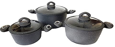 Pentole Antiaderenti, Set Pentole in Pietra Lavica, Batteria di Pentole, Batteria di Pentole da Cucina, Set di Pentole, Pentole Antigraffio, Set Pentole da Cucina, Casseruole Antiaderenti