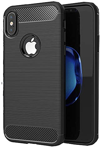 Armoured™ Flexi Carbon Protective TPU Slim Rear Case Cover for Apple iPhone X/XS - Black