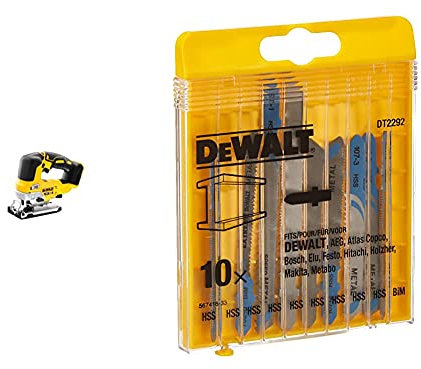 DEWALT DCS334N-XJ Cordless Jigsaw, Yellow & DT2292-QZ DT2292-QZ-Conjunto 10 hojas Sierra de calar-Metal