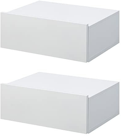 HOMCOM Lot de 2 Tables de Chevet murales - Lot de 2 Tables de Nuit - tiroir Coulissant, Plateau - Panneaux Particules Blanc